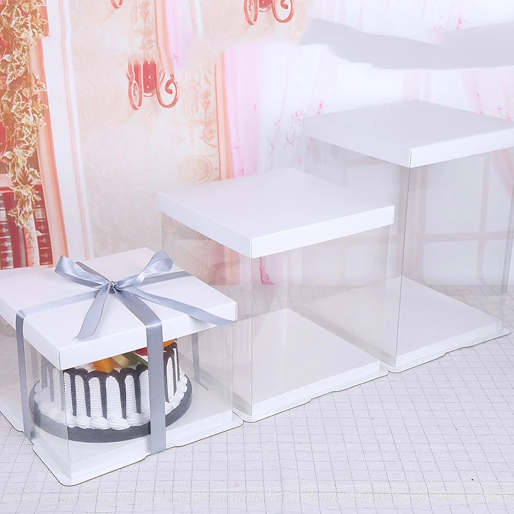 

Cake Box Transparent Plastic Square 10 Inch for Home Bakery Shops Dessert Cake Packaging Boxes Food Crisper Bakery Boxes
