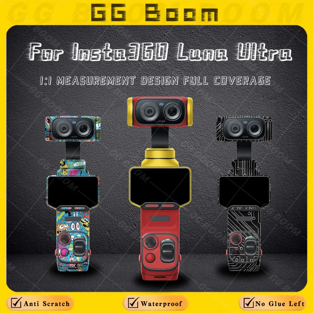 For Use Insta360 Luna Ultra Action Camera Sticker Decorative Body Frame Protective Full Body Skin Vinyl Wrap Anti-Scratch Decals