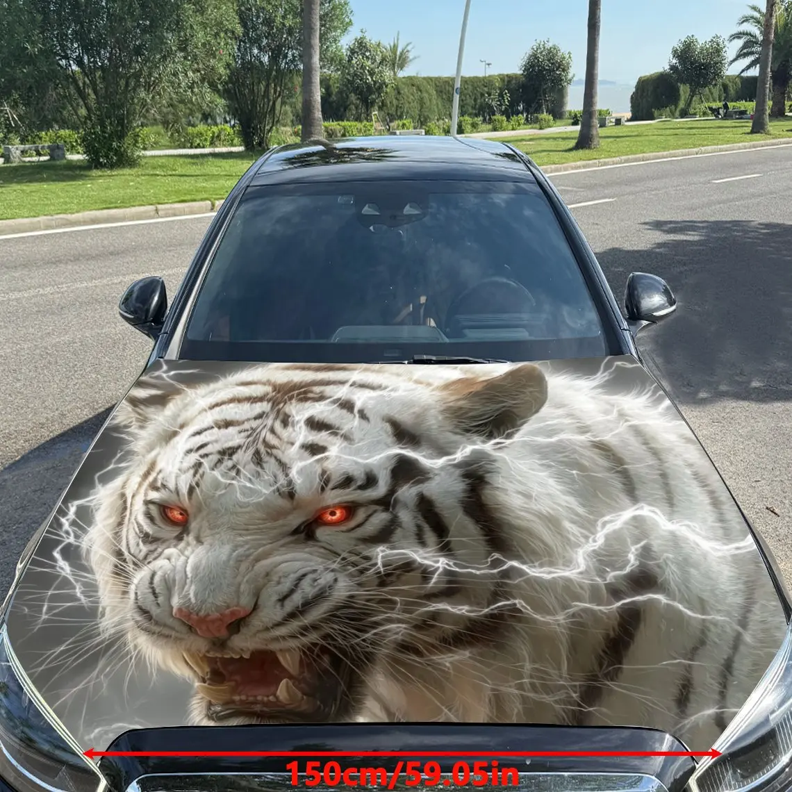 Thunder White Tiger Car hood packaging sticker, PVC material, self-adhesive waterproof, anti-slip paint, car exterior decoration