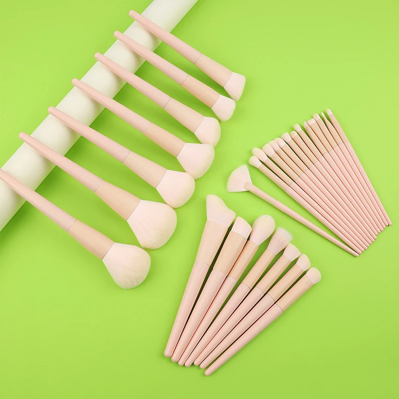 1/28 pezzi pennelli per trucco con manico in legno rosa, strumenti per occhi e viso, set completo di pennelli per trucco per donne, set di strumenti di bellezza professionale