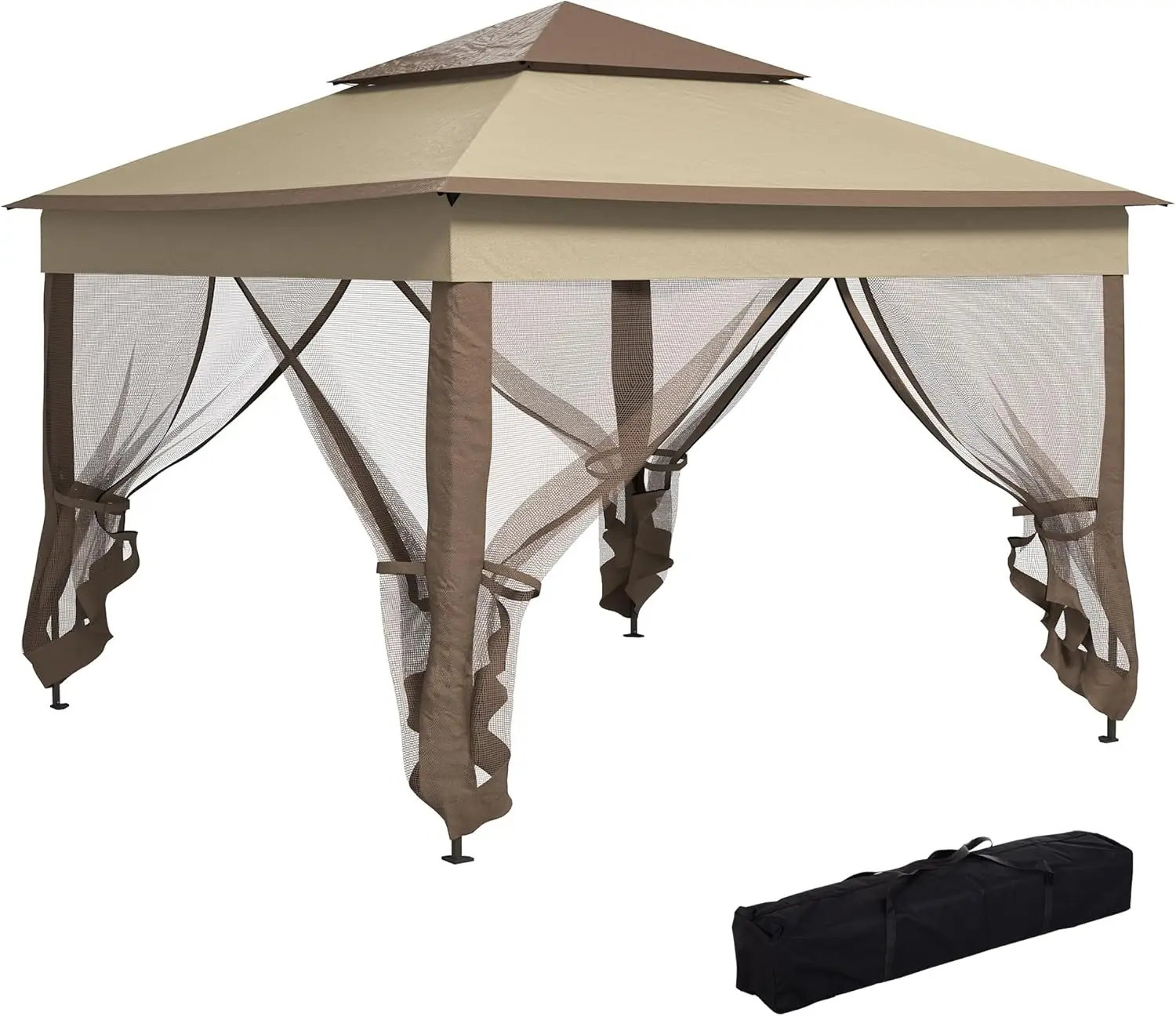 11' x 11' Pop Up Canopy, Outdoor Patio Gazebo Shelter with Removable Zipper Netting, Instant Event Tent w/ 114 Square Feet of Sh