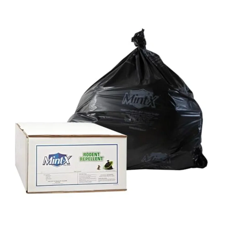 

Rodent Repellent Trash Bags 1.3 Mil Flat Seal 58" Height x 38" Length Black Pack of 100 (MX3858XHB)