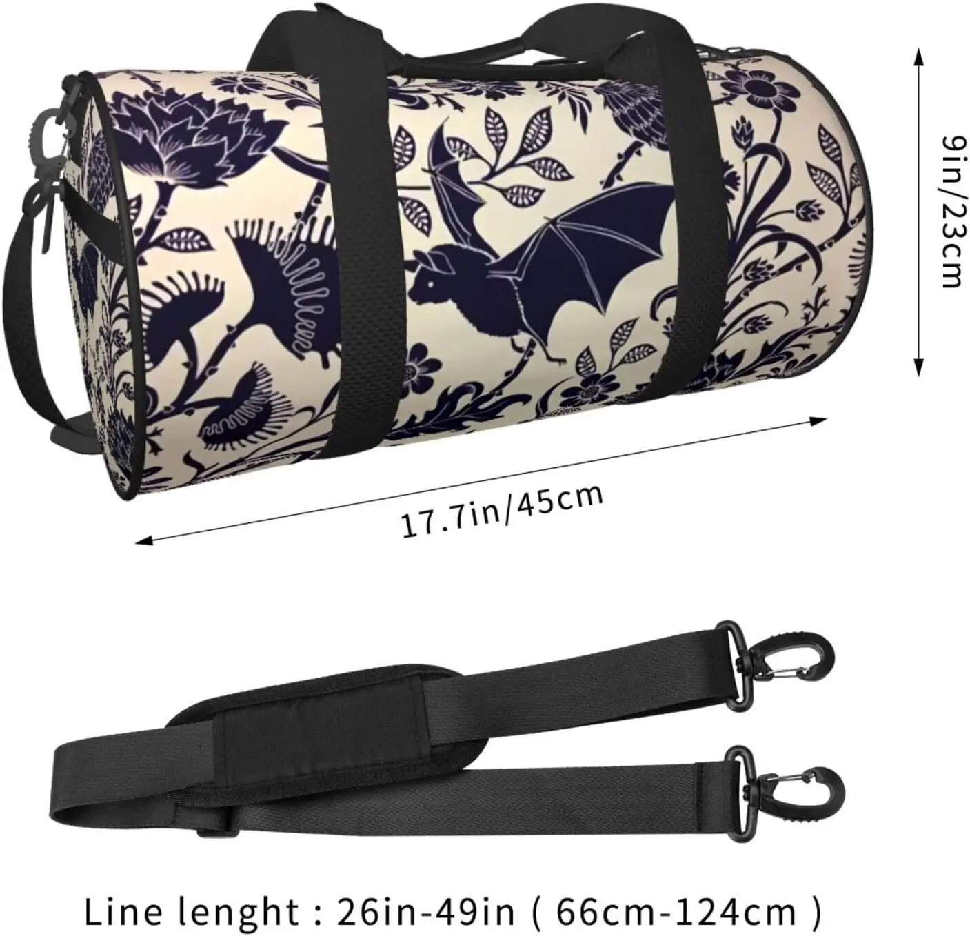 Halloween Bat Flower Sports Gym Duffel Bag for Men Women Weekender Travel Workout Training Handbag Water Resistant