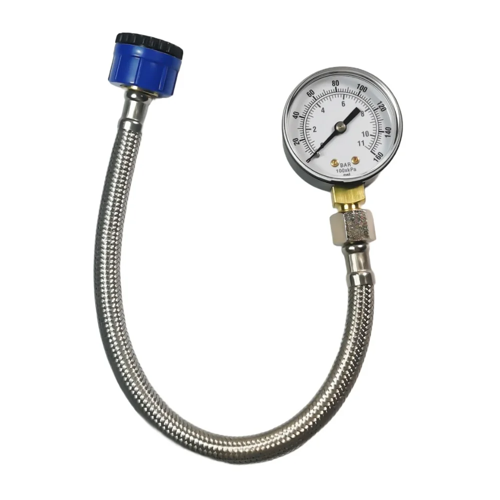 Wasserhahn-Druckprüfgerät 0-160 PSI mit Doppelskala und 30cm Schlauch für Gartenbewässerung, Rohrheizung und Sanitär-Diagnose – Detail 6
