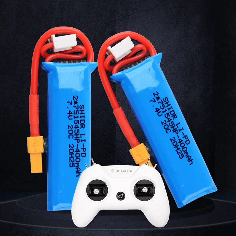 1 / 2 pcs High Capacity 2S 7.4V 400mAh 20C Lipo Lithium battery XT30 Plug for BETAFPV LiteRadio 2 SE RC Transmitter Radio Parts