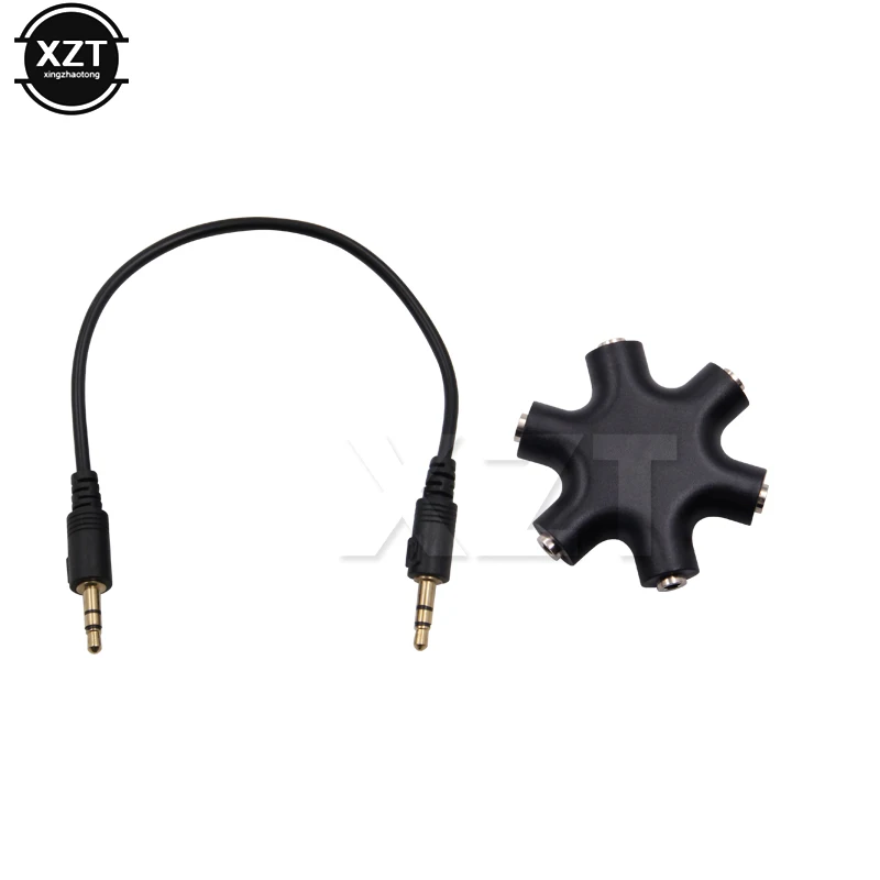 NAJNOWSZY gorący kabel audio Adapter Konwerter Mini płatek śniegu 3,5 mm Jack 6, wieloportowy rozdzielacz słuchawek Aux