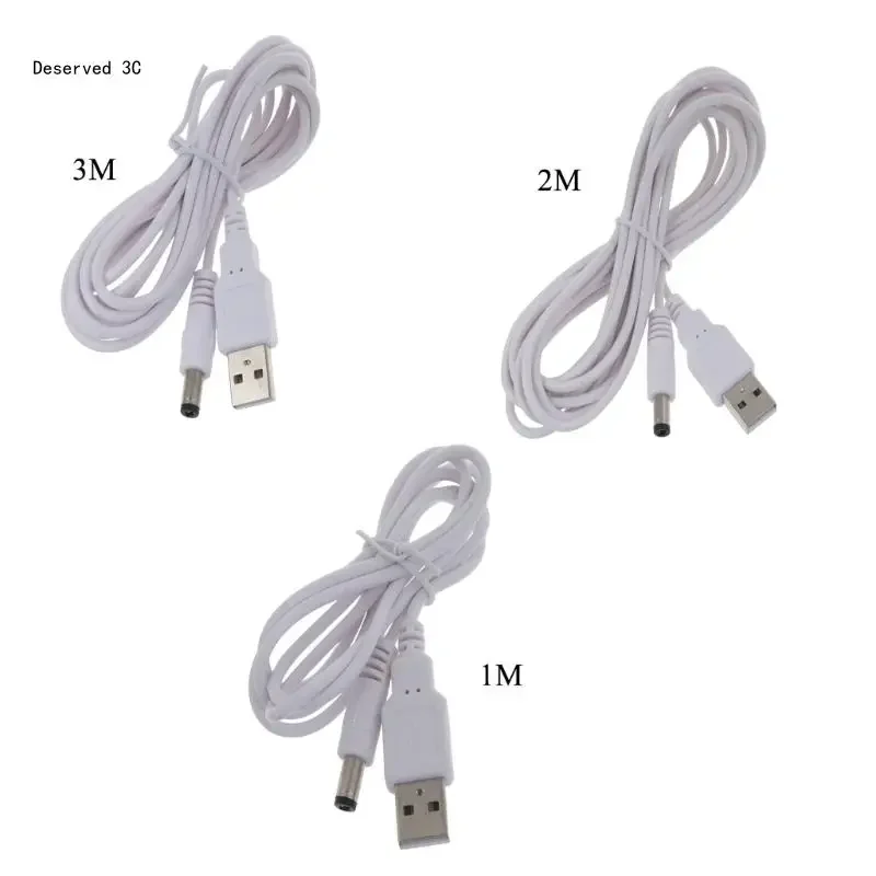 USB to 5.5x2.5mm 5V Charging Cable USB 2.0 to DC5V Charging Adapter Cord Durable 1-3M