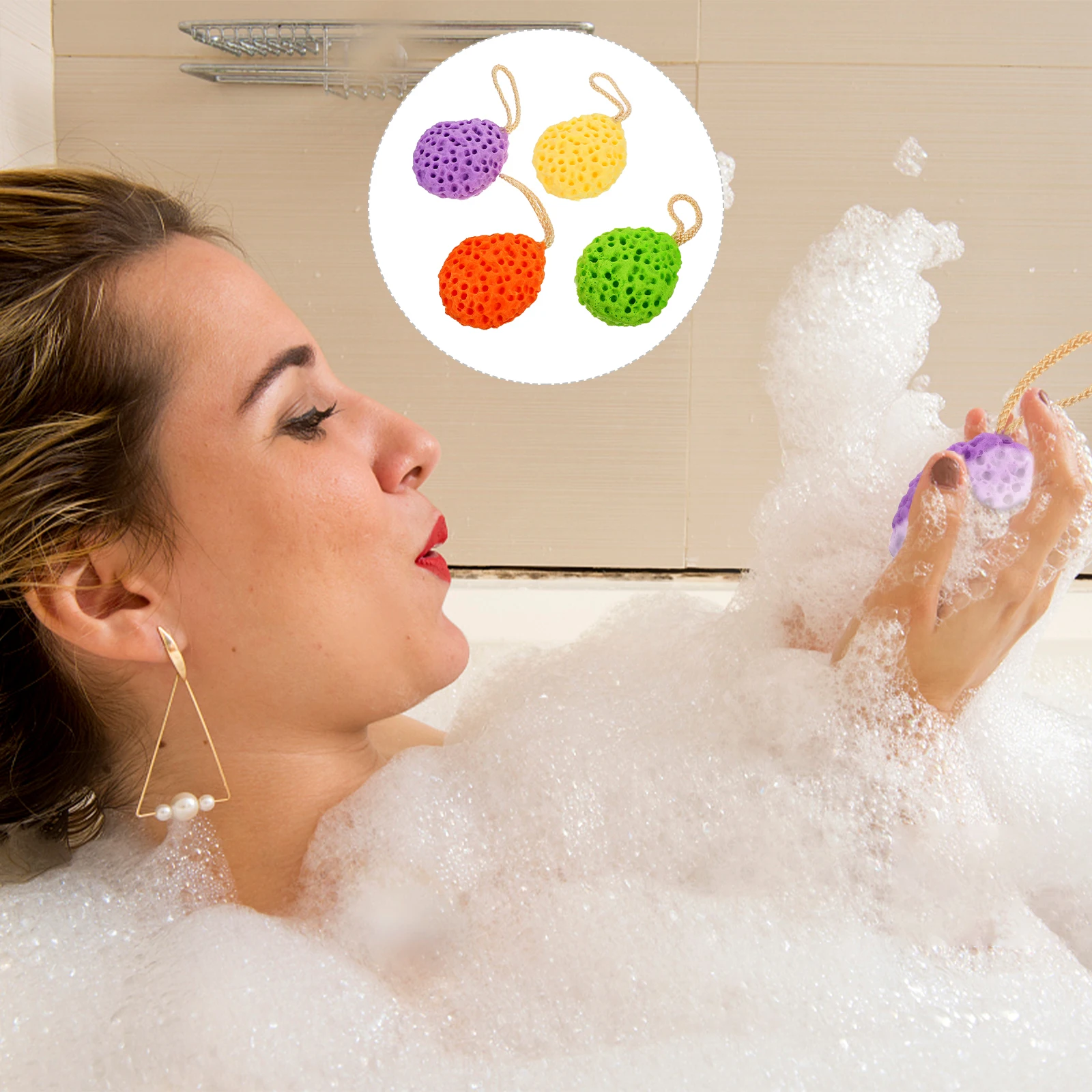 

4pcs Honeycomb Bath Shower Sponge For Adult Body Scrubber Cleansing Supplies Travel Bath Ball Natural Long Lasting