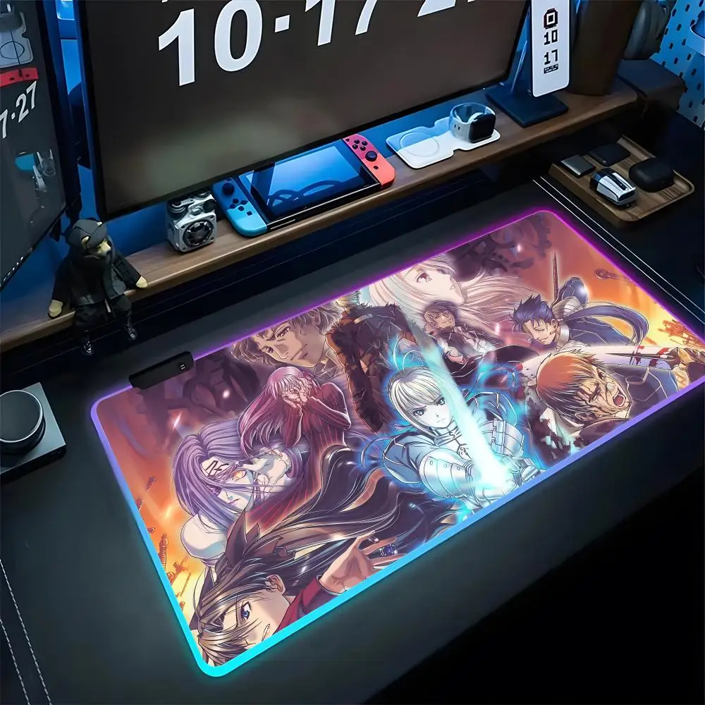 

Rin Tohsaka Mouse Pad Gaming Rgb Mousepad Backlit Keyboard Office Gamer Girl Xxl Laptop Mat Table Pads Deskpad
