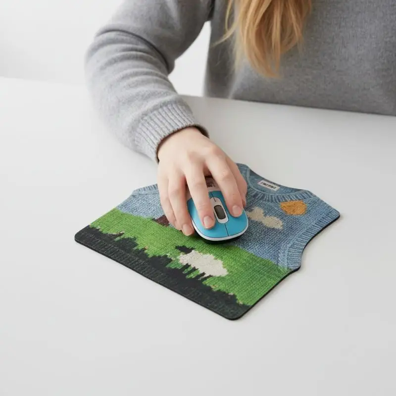 1 Pcs Desk Anti-Slip Sweater Mouse Mat Simulated Printing Knitted Sweater Mouse Pad Cute Cartoon Keyboard Mice Mat
