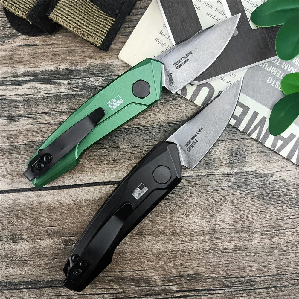 AU TO KS 7250 Launch 9 Mini Pocket Knife CPM 154 Blade 6061-T6  Aluminum Handle Outdoor Bushcraft Camping Knife Folding Edc Tool