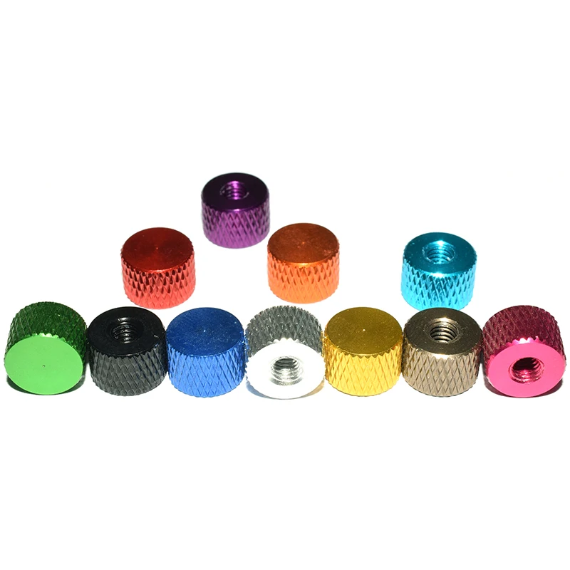 Extra Thick Knurled Thumb Nuts M4, 6061 Aluminum Alloy Adjustment Nuts, 11 Colors Hardware Fittings for Inspection Equipment