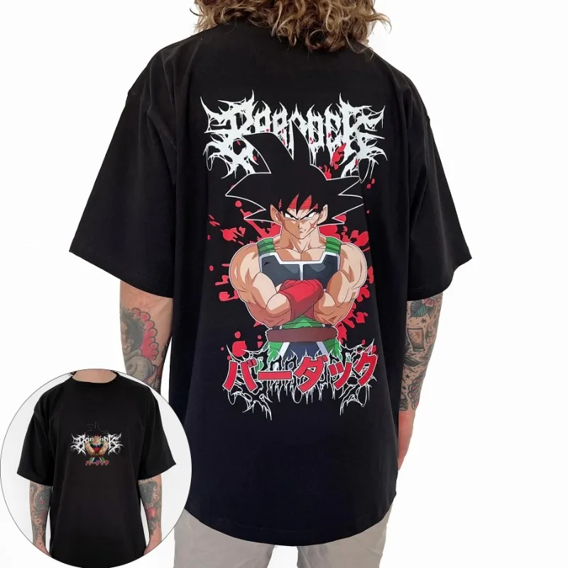 Camiseta de Dragon Ball para hombre Bardock Goku Anime japonés verano niño niños manga corta personalidad cuello redondo ropa para padres e hijos