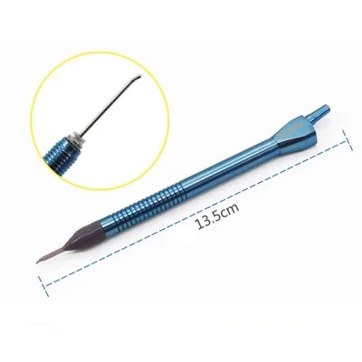 

45° Alcon Little White Star Ophthalmic Microinstruments Ultra Emulsion Suction Handle With Blue Sleeve Straight El