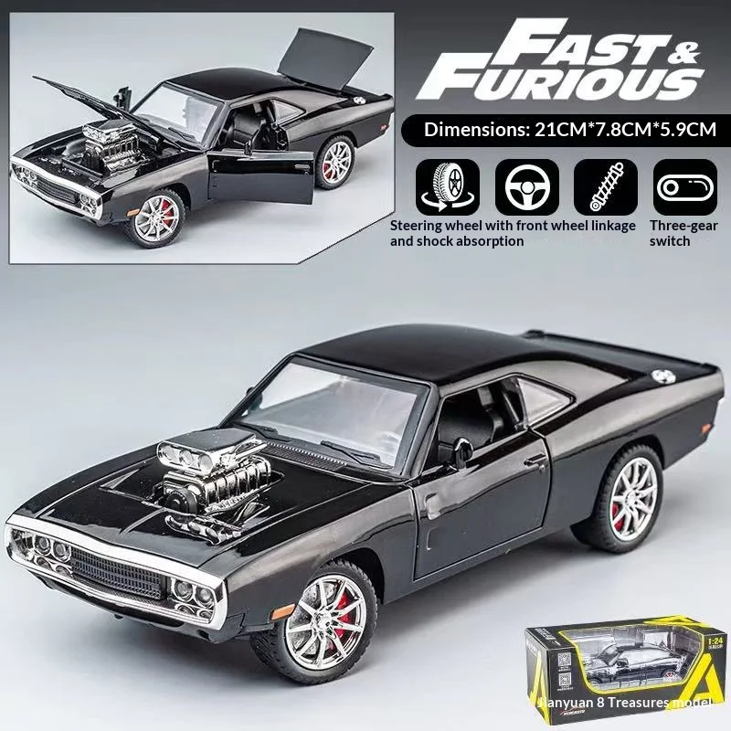 1:32 Dodge Charger 1969 liga modelo de carro americano muscle car acústico-óptico pull-back porta pode abrir brinquedos infantis