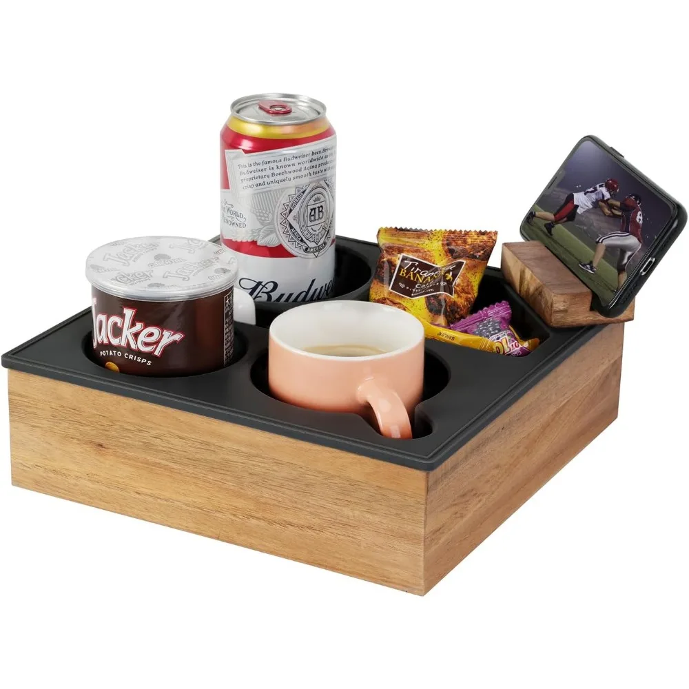 

Silicone Couch Tray Drink Holder Anti Spill Organizer for Snacks Remote Bed Car Seat Beach