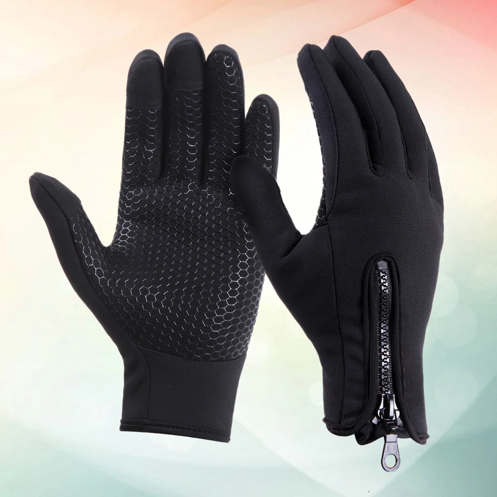 

Black Gloves Motorcycle Cold Weather Tailored Cold-weather Cycling Touchscreen Fingers