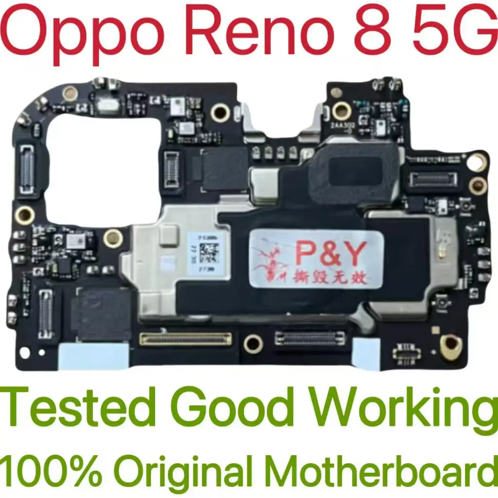 Global Version Original Unlocked Motherboard for Oppo Reno 8 5G Tested Circuit Plate Main Logic Board for Oppo Reno 8 5G