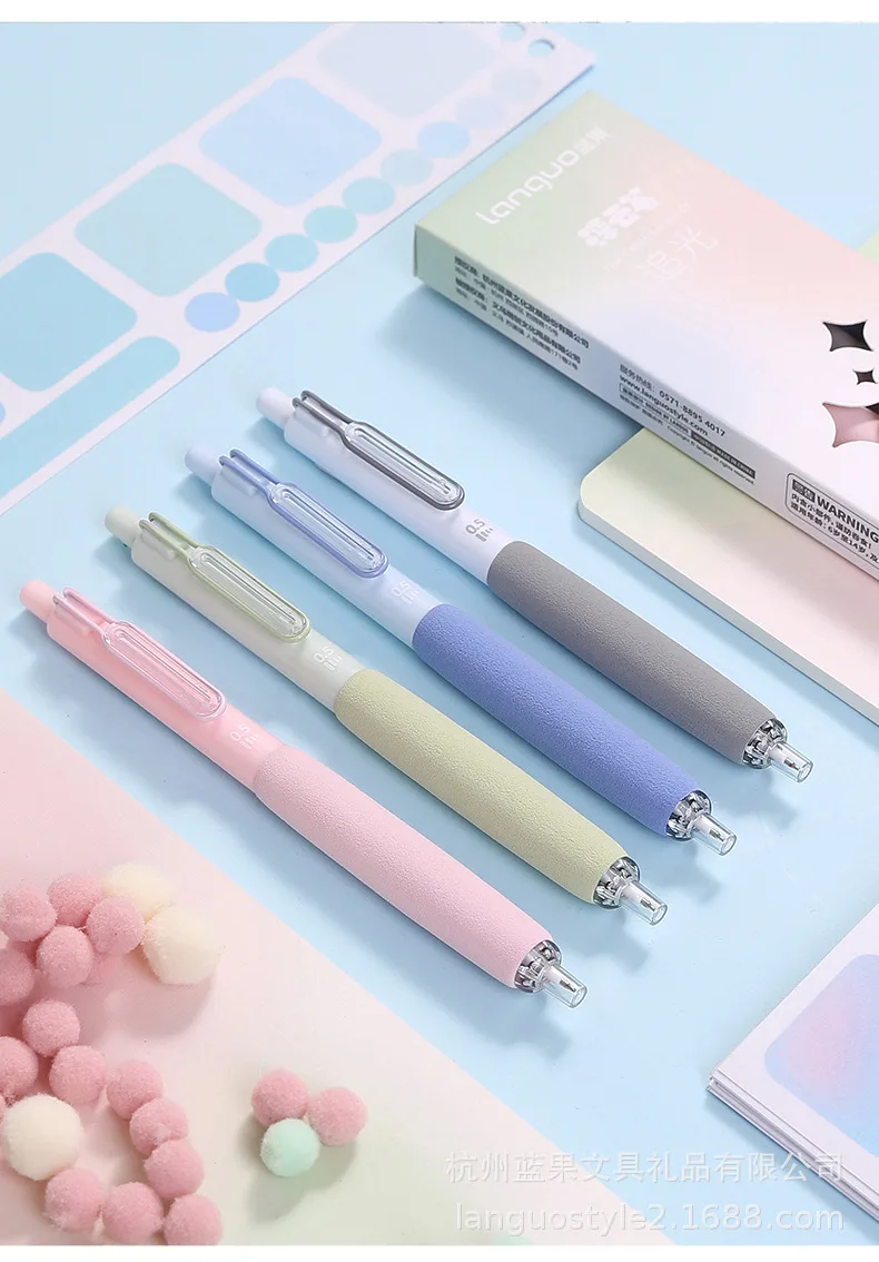 قلم جل صامت للكتابة على نحو سلس، قلم محايد قابل للسحب، مستلزمات مدرسية مكتبية عالية الجودة، قبضة مريحة، إعادة تعبئة الحبر