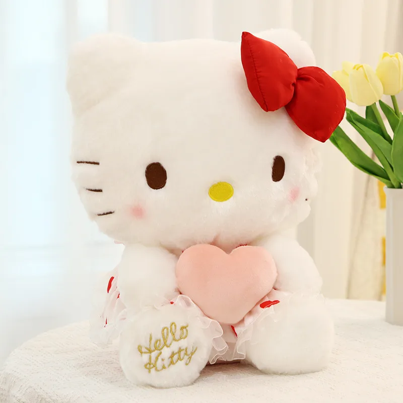 Kawaii Sanrio Plushie Hello Kitty Plush Toy Stuffed Cupid Heart KT Doll Pillow Anime Home Deco Kid Birthday Christmas Gift Girl