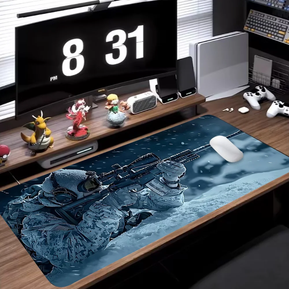 Soldier Pattern Desk Pad Large Gaming Mouse Pad With Stitched Edge Non-Slip XL Mousepad Rubber Base Keyboard Pad for Office