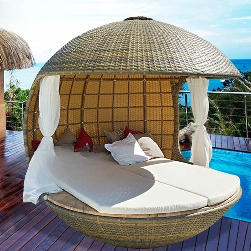 Outdoor villa courtyard bird's nest sofa chair, resort hotel bed and breakfast balcony bed open-air large round bed custom sofa
