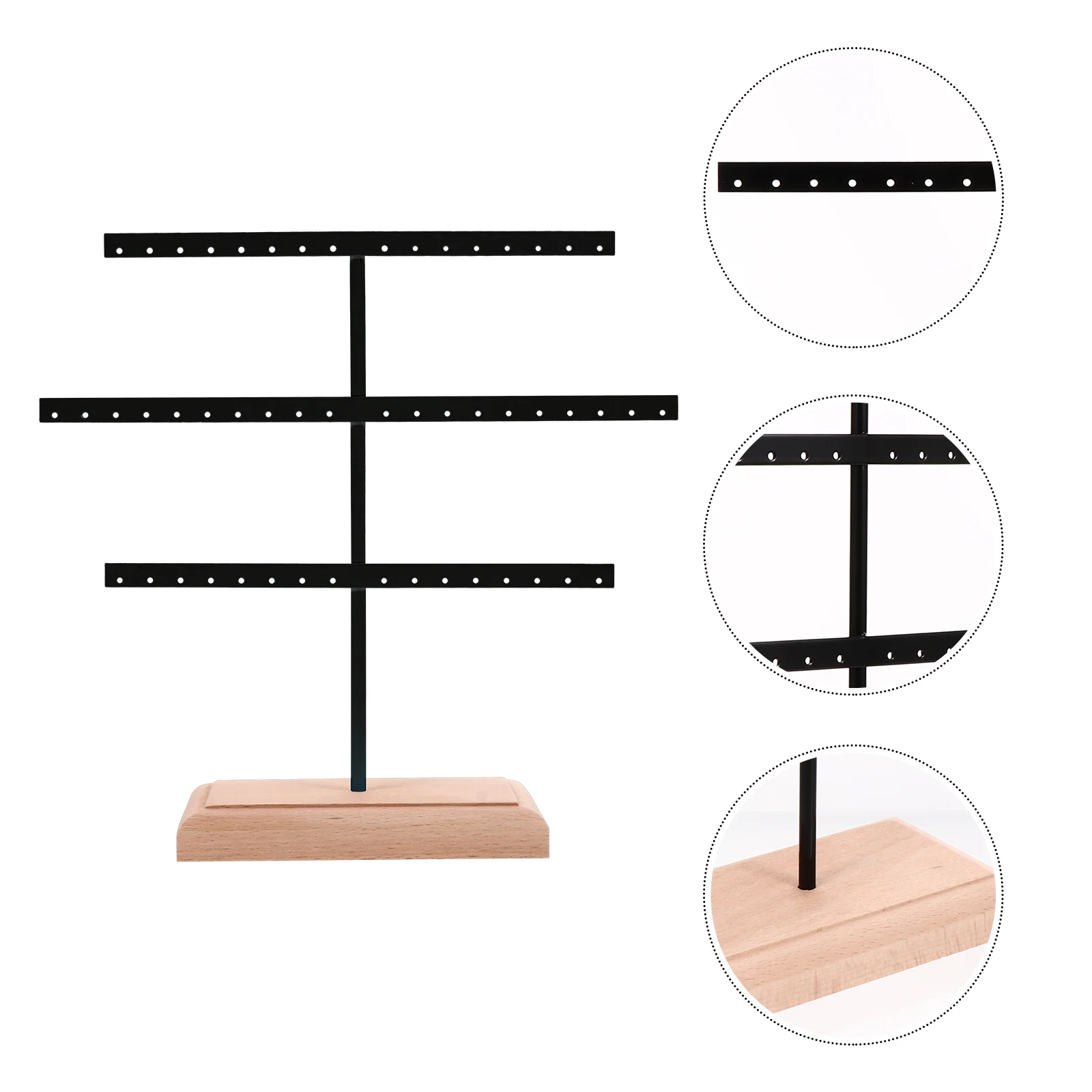 

Black Earring Necklace Holder Display St Durable Premium Materials Removable Wooden Base Storage Solution Jewelry Packaging