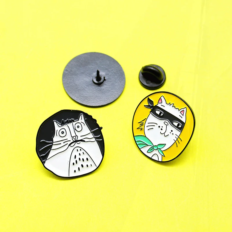 Animal Pines Bag Clothes Lapel Badge Jewelry Gift for Kids Cartoon cat Pin Enamel Pins FOLLOW MY FEET WEEOCW