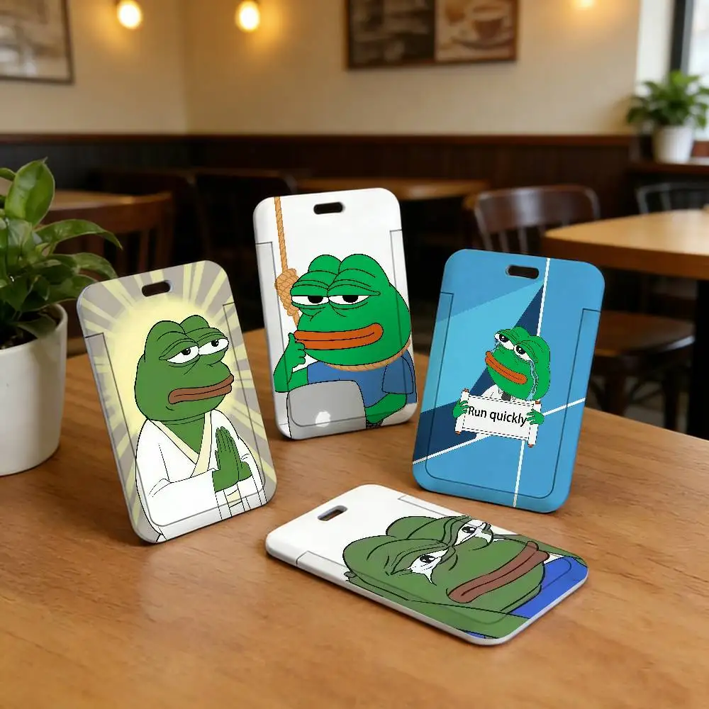 

Забавные чехлы-держатели для карт P-Pepe the F-Frog с прочным ремешком для повседневных карт, фотокарточек айдолов, визиток, офисных принадлежностей