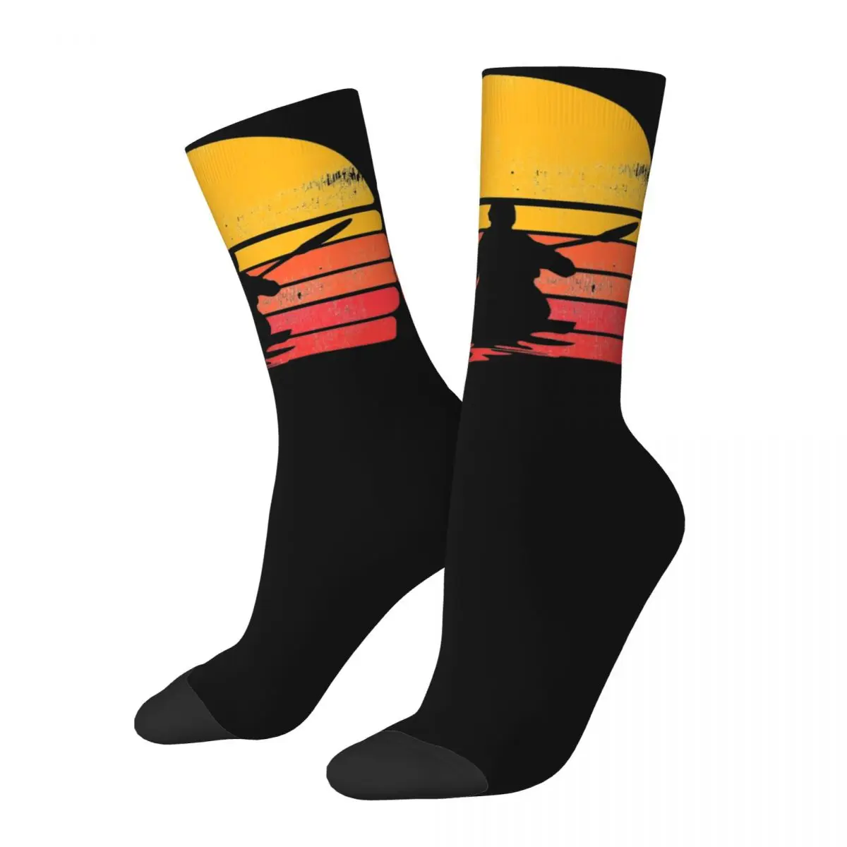 Kayaking Sunset Design Theme Socks Accessories for Men Cozy Crew Socks