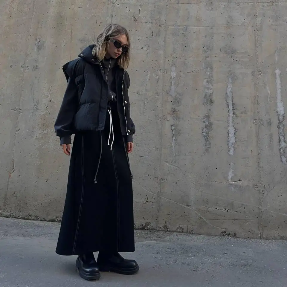 

Comfortable High Waist Pure Cotton Knitted f-length Skirt Versatile Straight-cut Autumn Winter New Arrival Ciwalk Sle