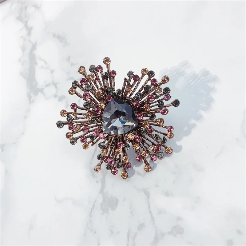 Exaggerated Vintage Crystal Rhinestones Big Brooch Clothing Accessories Big Brooch Pin Clothing Accessories