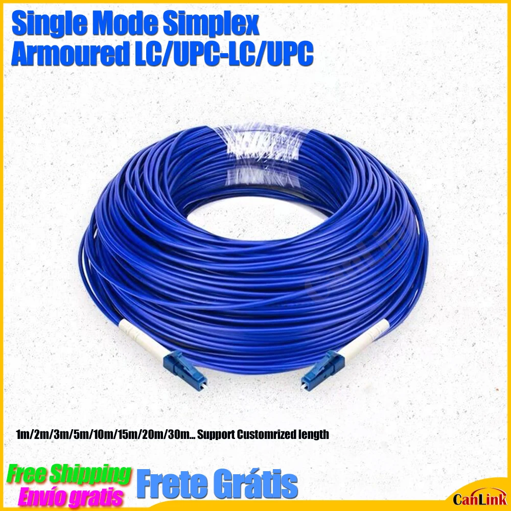 1 sztuk 10m LC UPC do LC UPC Patchcord opancerzony 1m do 10m Simplex Ftth kabel pcv Ftth FC LC kabel skoczek Fibra optyczny kabel krosowy