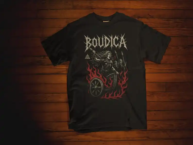 Boudica Celtic Warrior Queen T-Shirt Pagan Rebel Tee, Gothic Metal Shirt Witches & Fierce Feminine Icons T-shirt