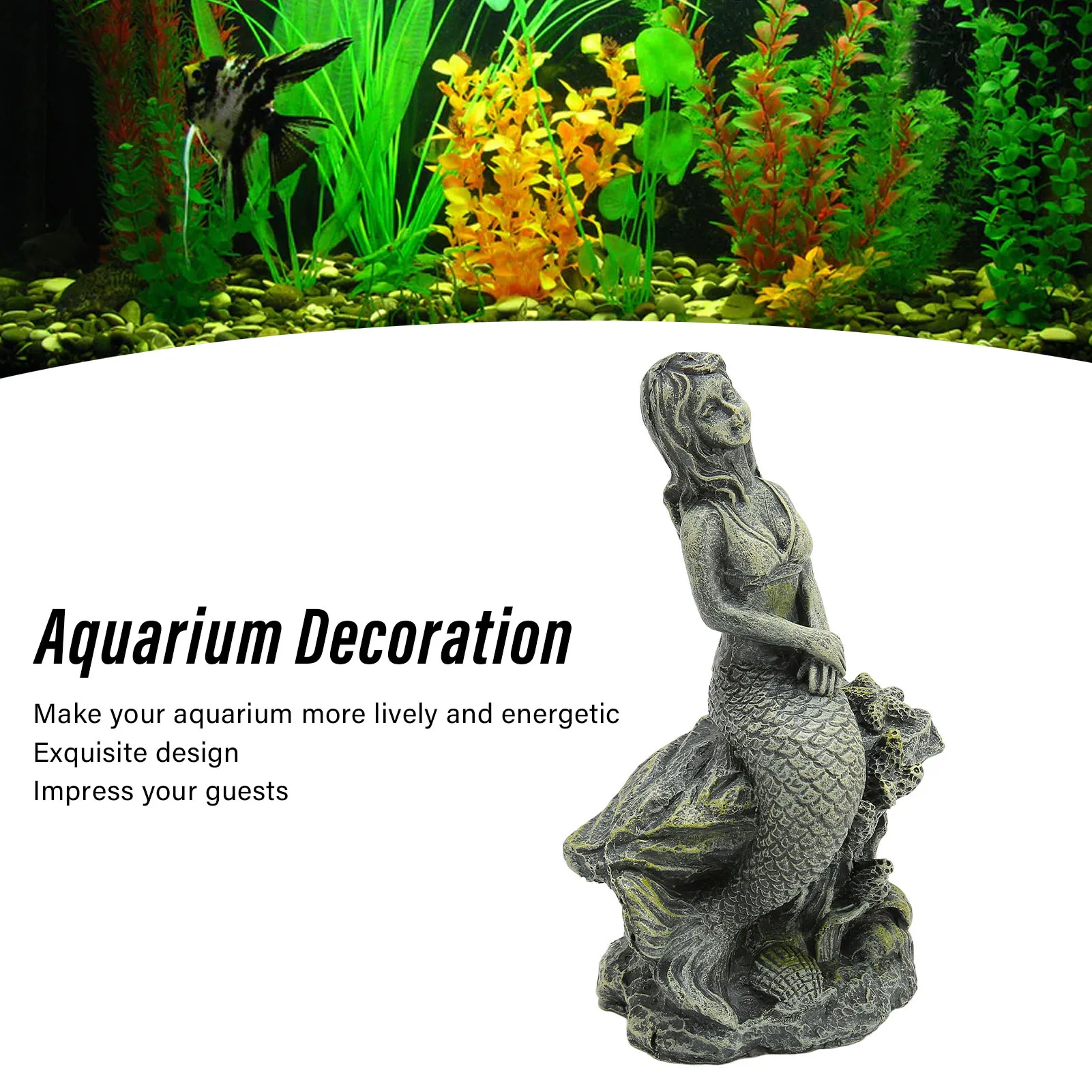 Aquarium Mermaid Statue Safe Resin Beautiful Fish Tank Mermaid Decor For Aquarium Decorations