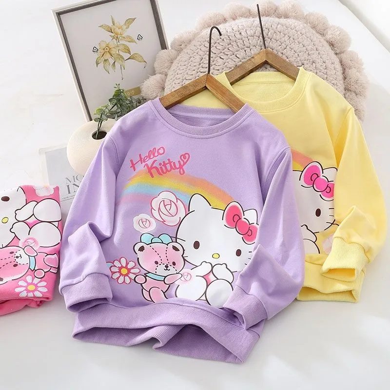 

Hell Kitty Anime Kawaii Sanrio Children Hoodie Clothing Spring Autumn Cute Cartoon Casual Shirt Birthday Gifts for Girls
