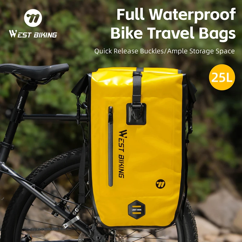 

25L Full Waterproof Bike Pannier TPU Cycling Trunk Bag Reflective Luggage with Shoulder Strap for Travel Commuting