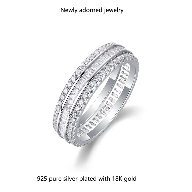 

Cross-border Amazon bestseller men's ring adorned with Moissanite, sparkling and fashionable, luxurious pure silver Moissanite w