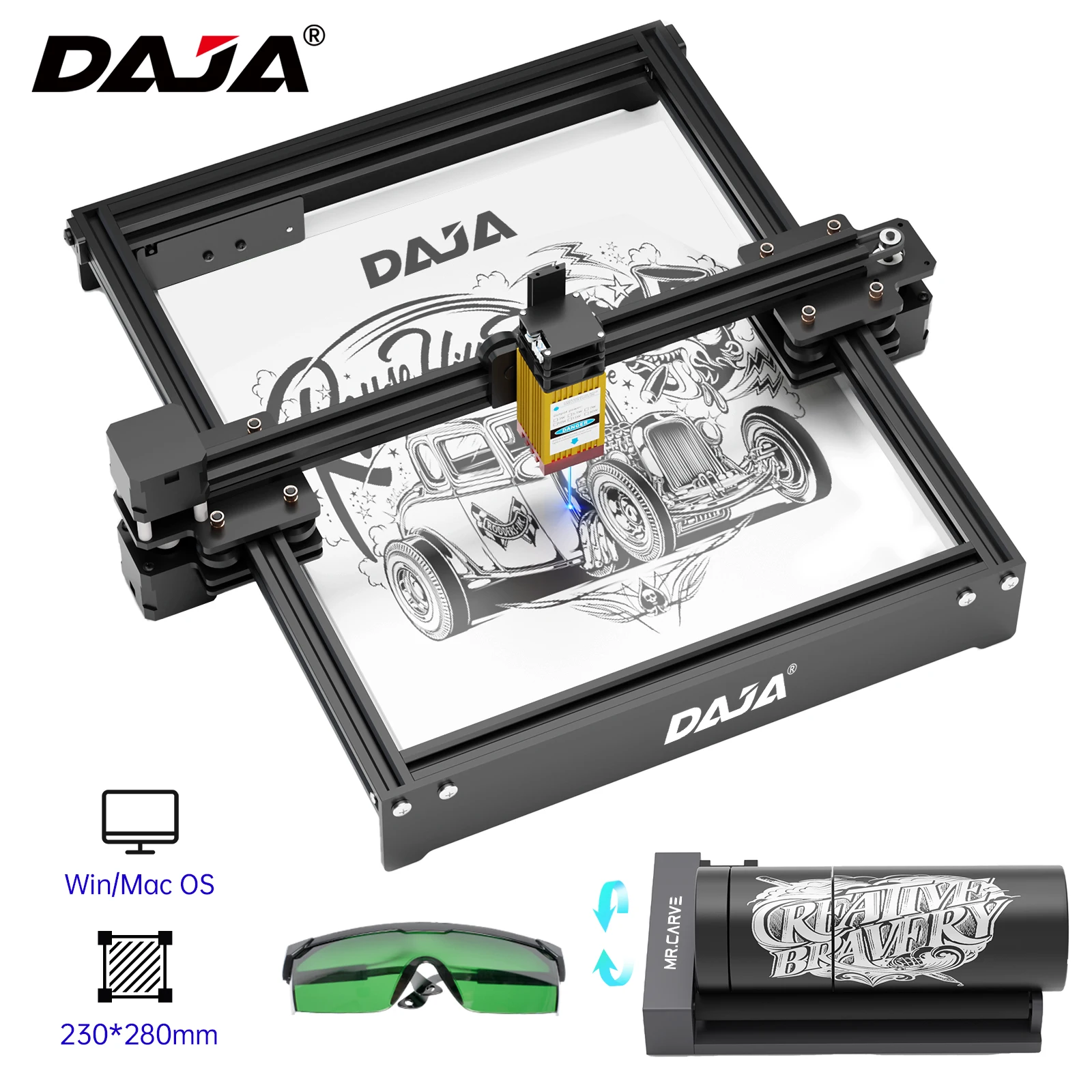 DAJA D3 Laser Engraving Machine for Steel Gold Silver Wood Leather Plastic DIY Customized Logo Marking