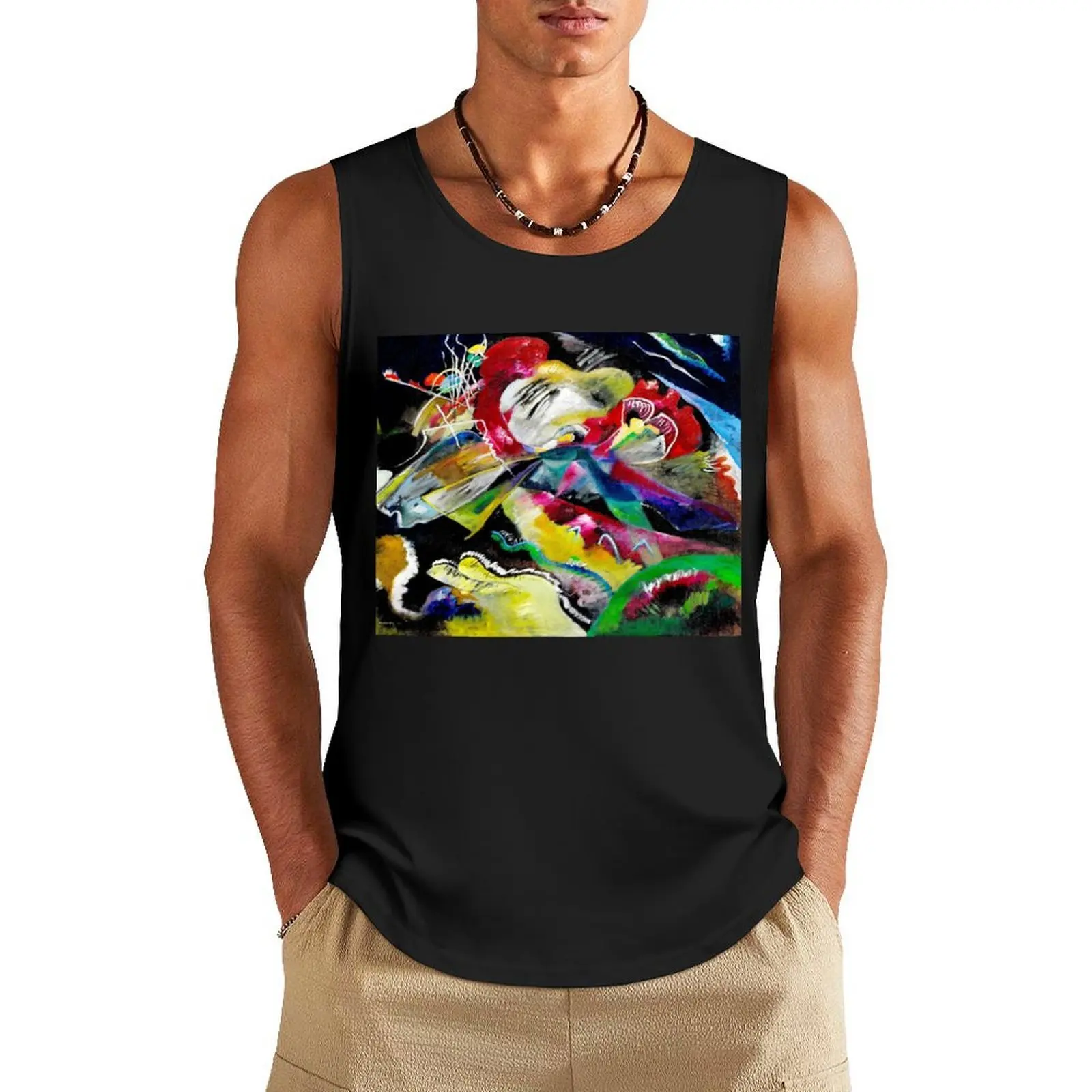 

Painting with White Lines Wassily Kandinsky Abstract Art Tank Top Gym wear Men's sleeveless gym shirts summer Men's tops