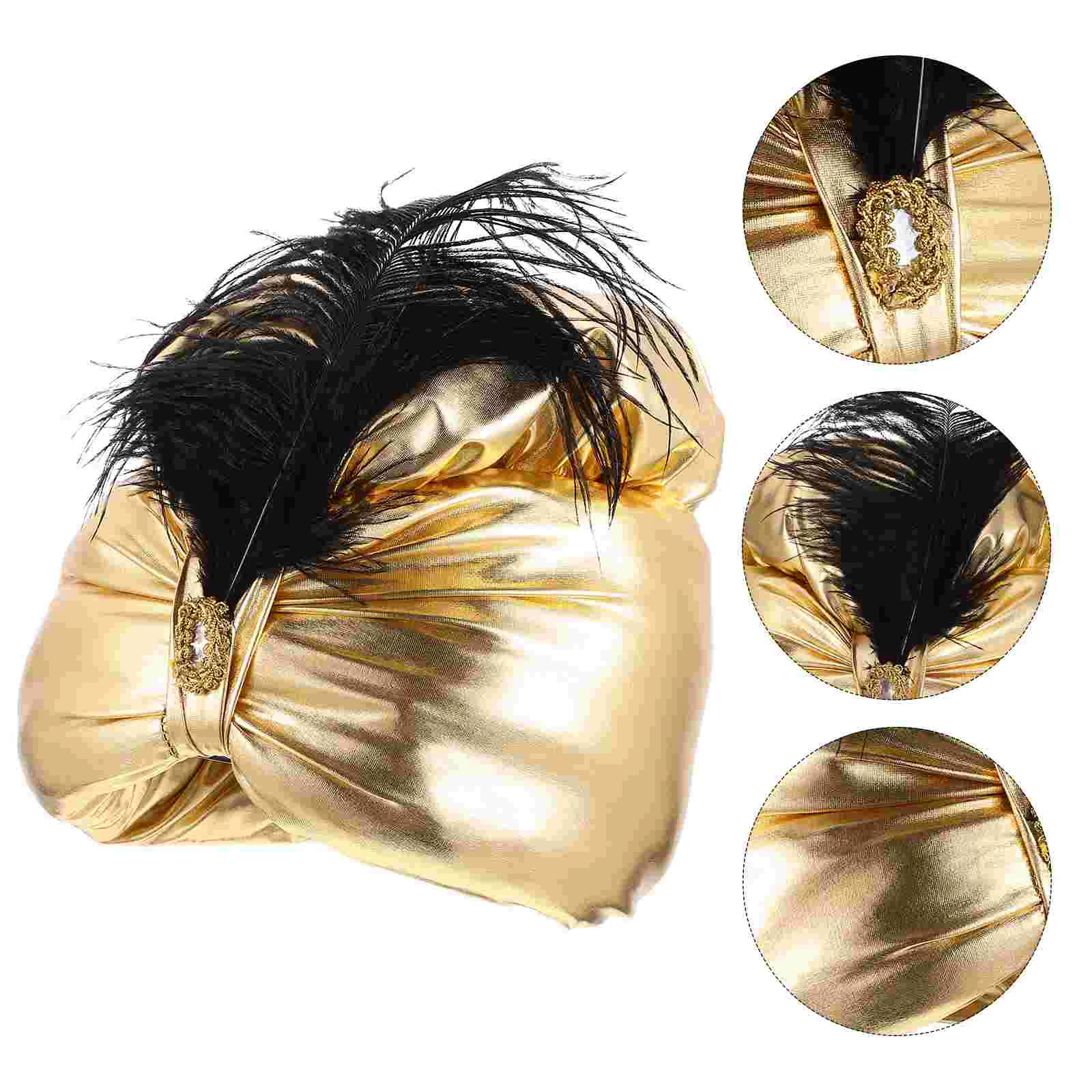 صورة زينة عمامة غطاء الرأس ، قبعة السلطان العربية خمر ، المرأة العربية غطاء رأس الأمير العربي ، هالوني #2