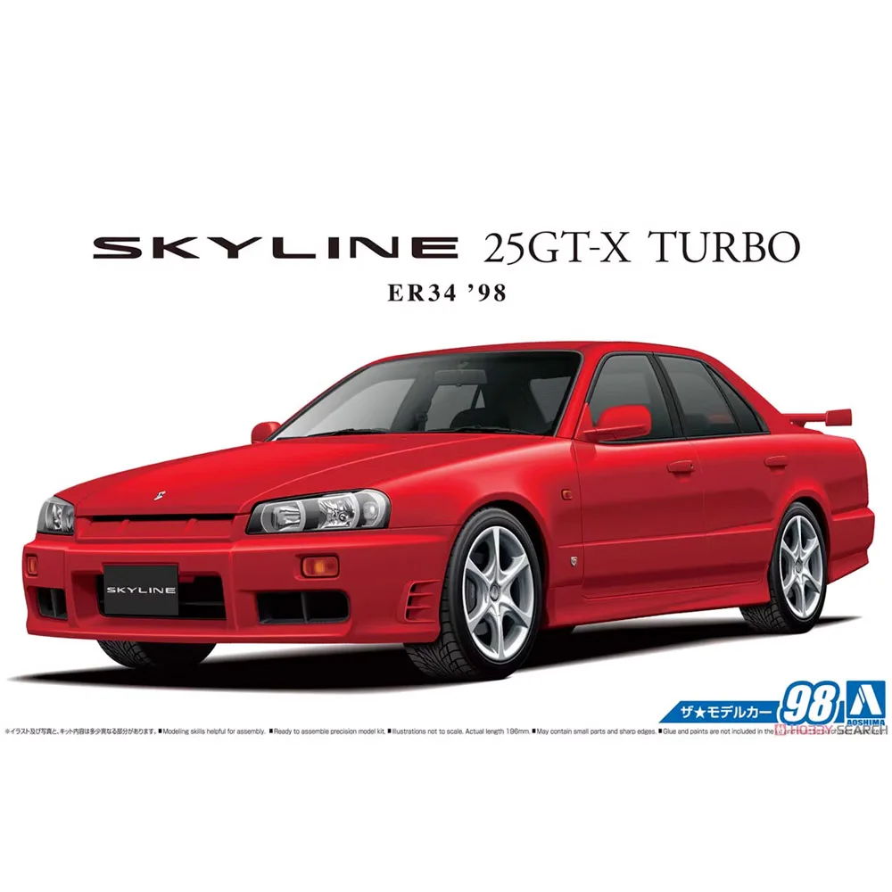 

Aoshima 05750 1/24 Scale ER34 25GT-X TURBO '98 Racing Sport Vehicle Car Handmade Hobby Toy Plastic Model Building Assembly Kit