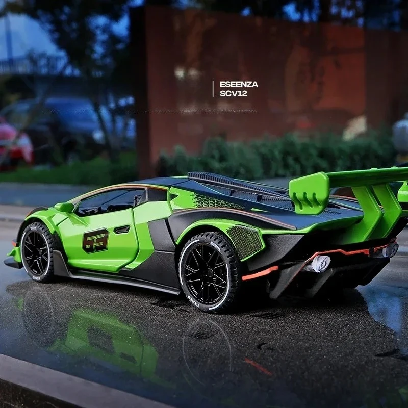 

1:32 SCV12 Sports car High Simulation Diecast Metal Alloy Model car Sound Light Pull Back Collection Kids Toy Gifts