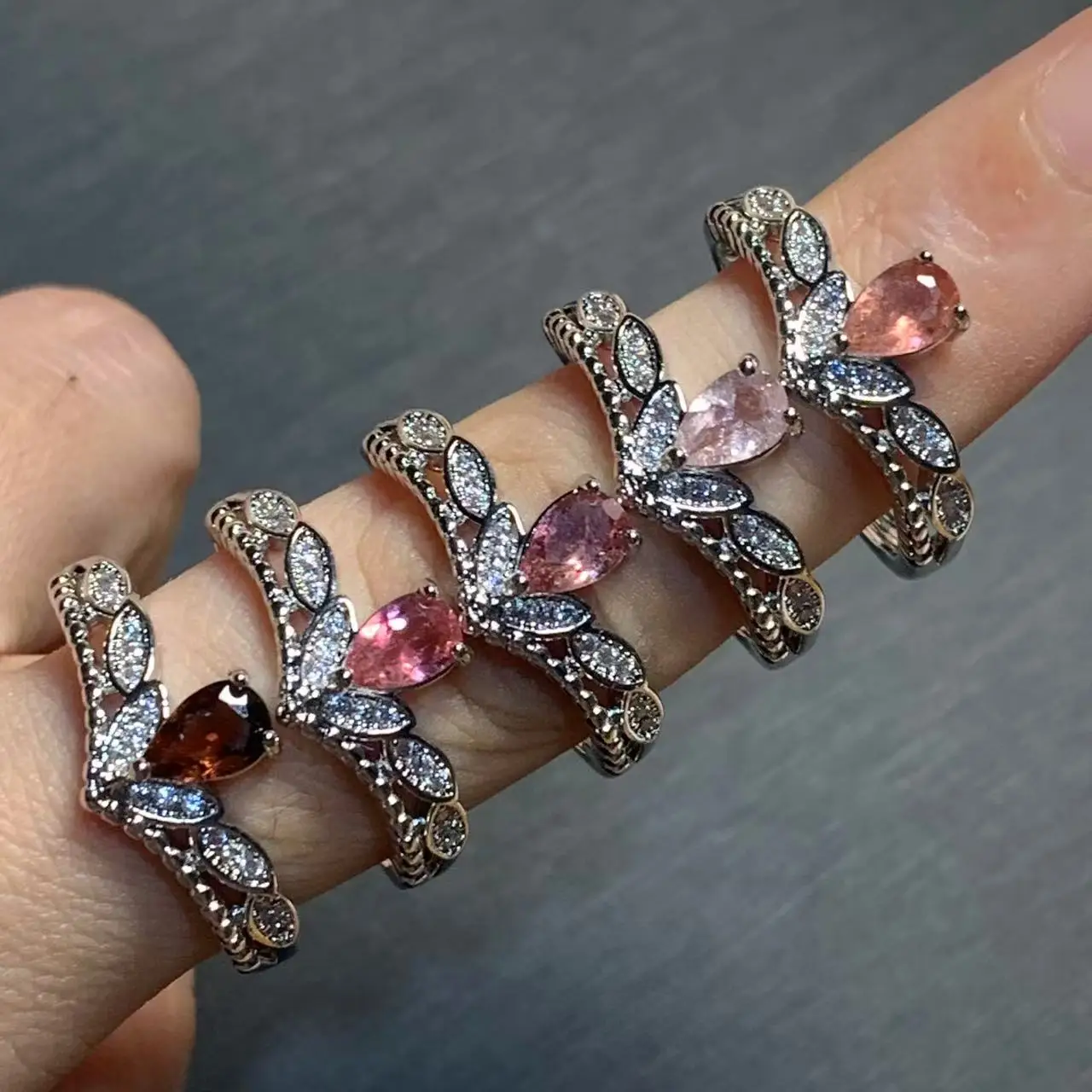 

New Arrival Natural Pink Spinel Rings Female Jewelry For Women Gift Copper Cute Stone Flower