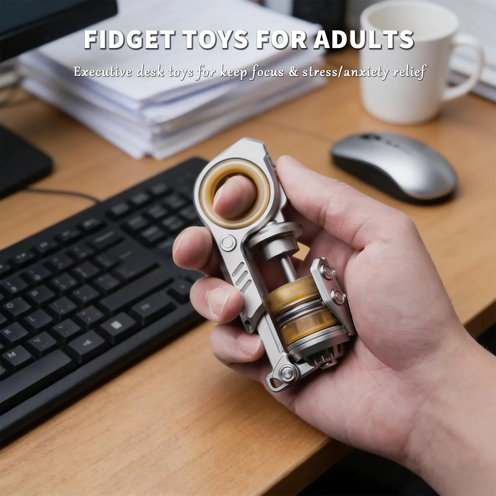 Fidget Slider EDC ADHD Tool Executive Desk Toy Keep Focus Anxiety Relief Cool Fidget Toy For Men PEI Titanium Stainless Steel