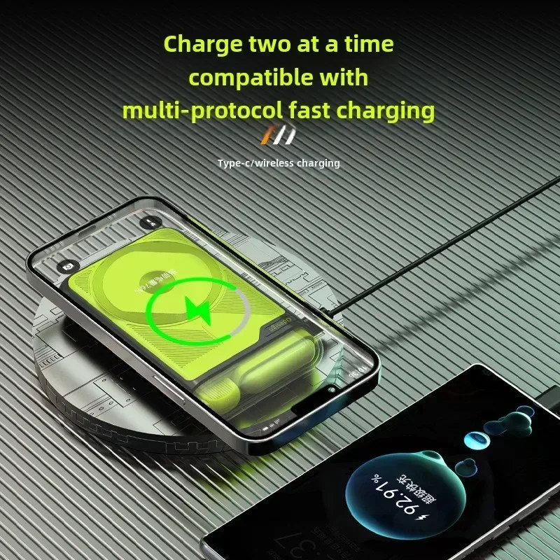 10000mAh PD20W Magnetic Wireless Power Bank With Stand Cable USBC For iPhone 15 Samsung Fast Charging External Auxiliary Battery