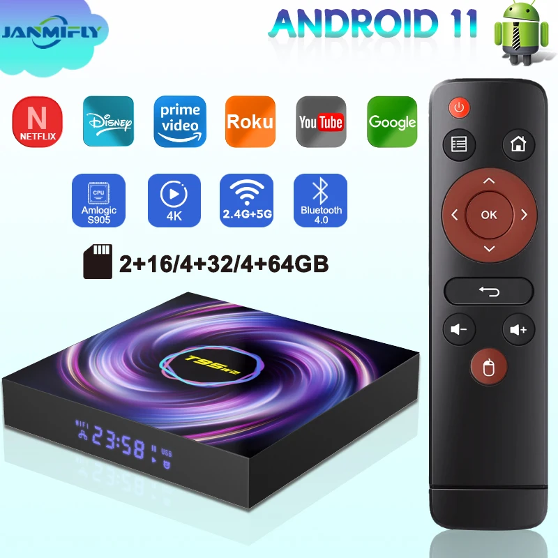 Android11 T95w2 Smart Home Theater TV Box Amlogic S905 W2 2.4GHZ&5GHZ Bluetooth 4.0 Wifi HDR 4K Media Player Set-top box