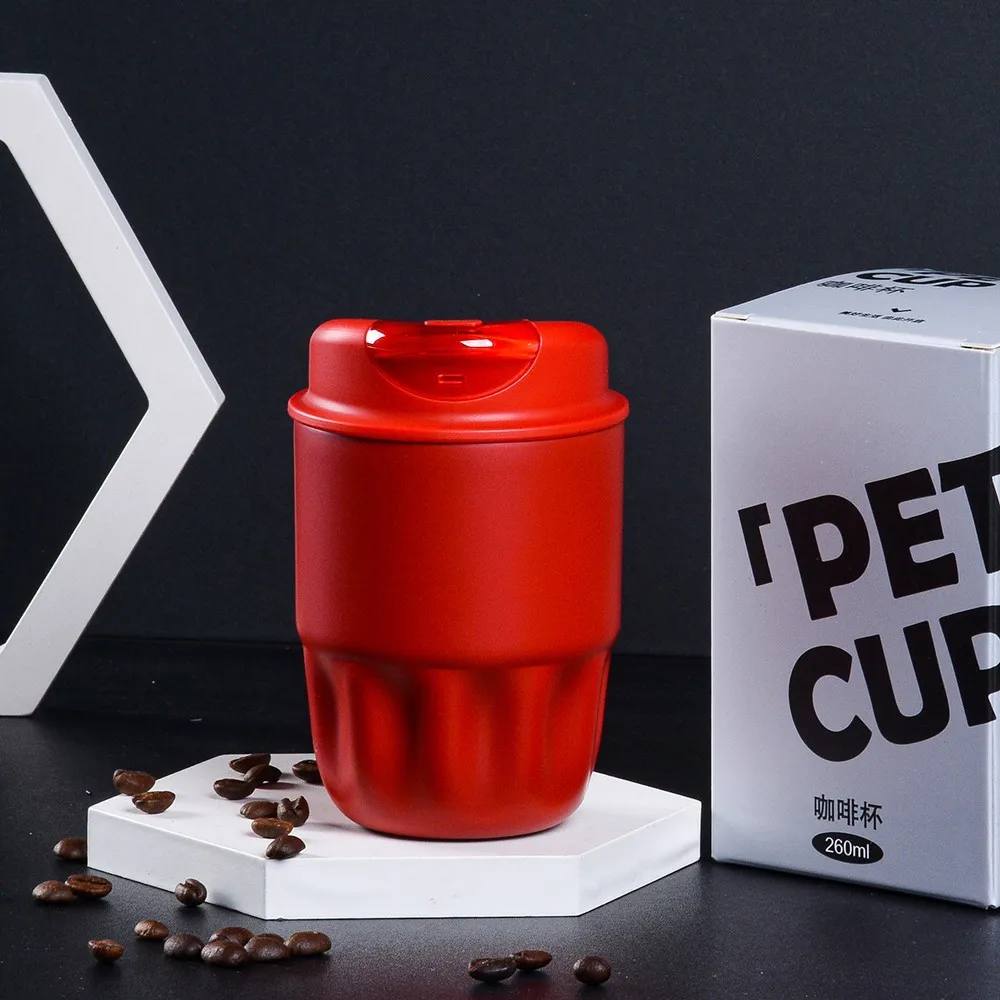 316 Stainless Steel Coffee Insulated Cup 260ML Outdoor Portable Ice Cup Travel Coffee Mug Spill Proof With Lid Car Thermos Cup