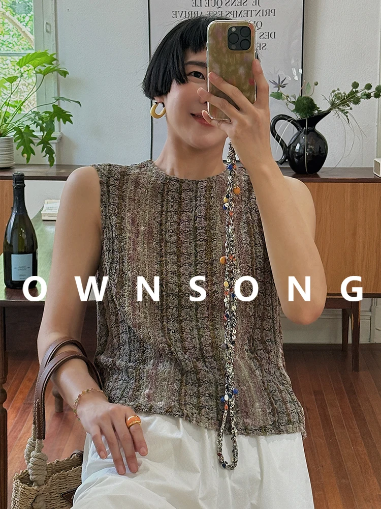 

Женский летний топ OWNSONG из плотного шелка с плиссировкой, прямого кроя, для повседневной носки