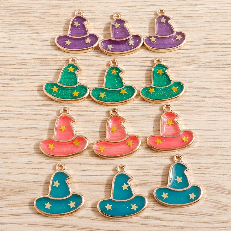 10pcs 19x20mm Cute Halloween Hat Charms Pendant for Jewelry Making Necklace Earrings Bracelet DIY Handmade Crafts Accessories